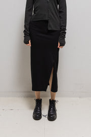 ANN DEMEULEMEESTER - FW12 Fleece wool blend high waisted skirt with bias zipper