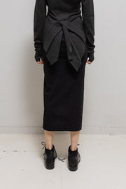 ANN DEMEULEMEESTER - FW12 Fleece wool blend high waisted skirt with bias zipper