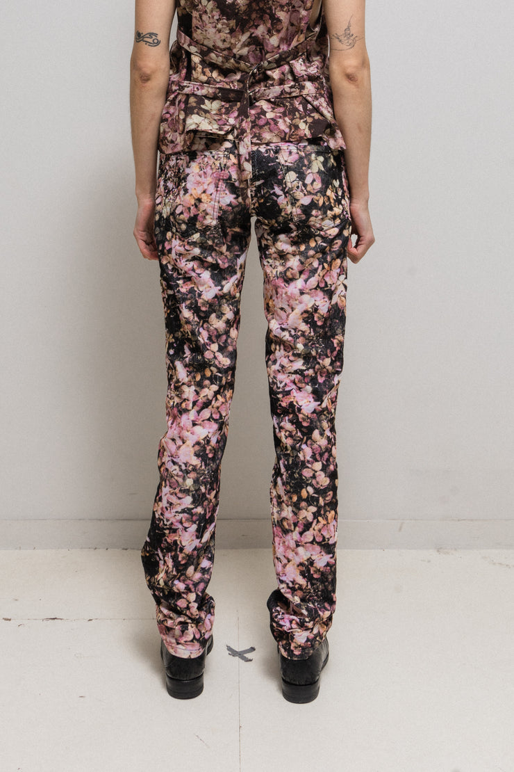 ANN DEMEULEMEESTER - FW08 Hydrangea patterned cotton corduroy pants (runway)