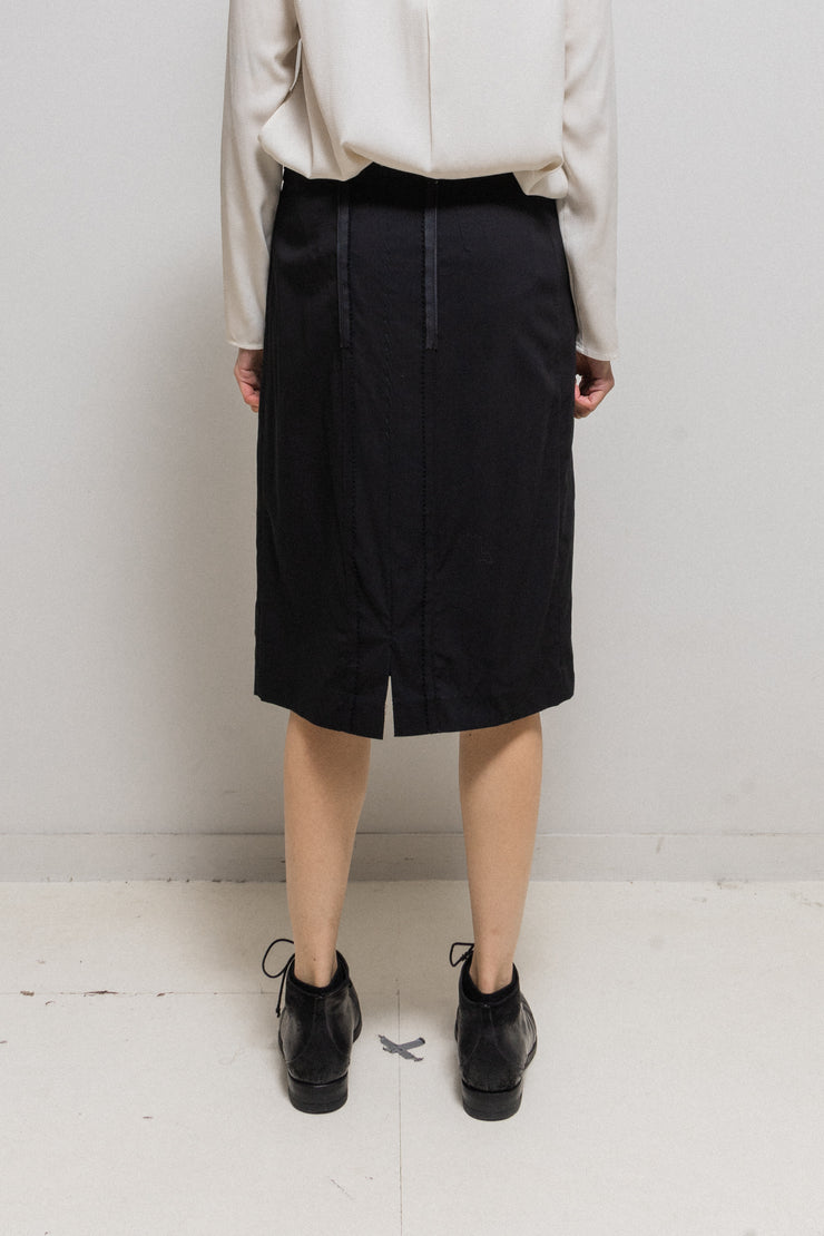 MARTIN MARGIELA - FW05 Midi wool skirt with back out seams and zipper details (white label)