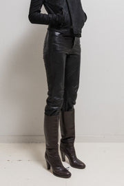 (New Arrival) CARPE DIEM - Leather pants with signature silver buttons