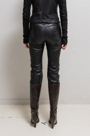 (New Arrival) CARPE DIEM - Leather pants with signature silver buttons