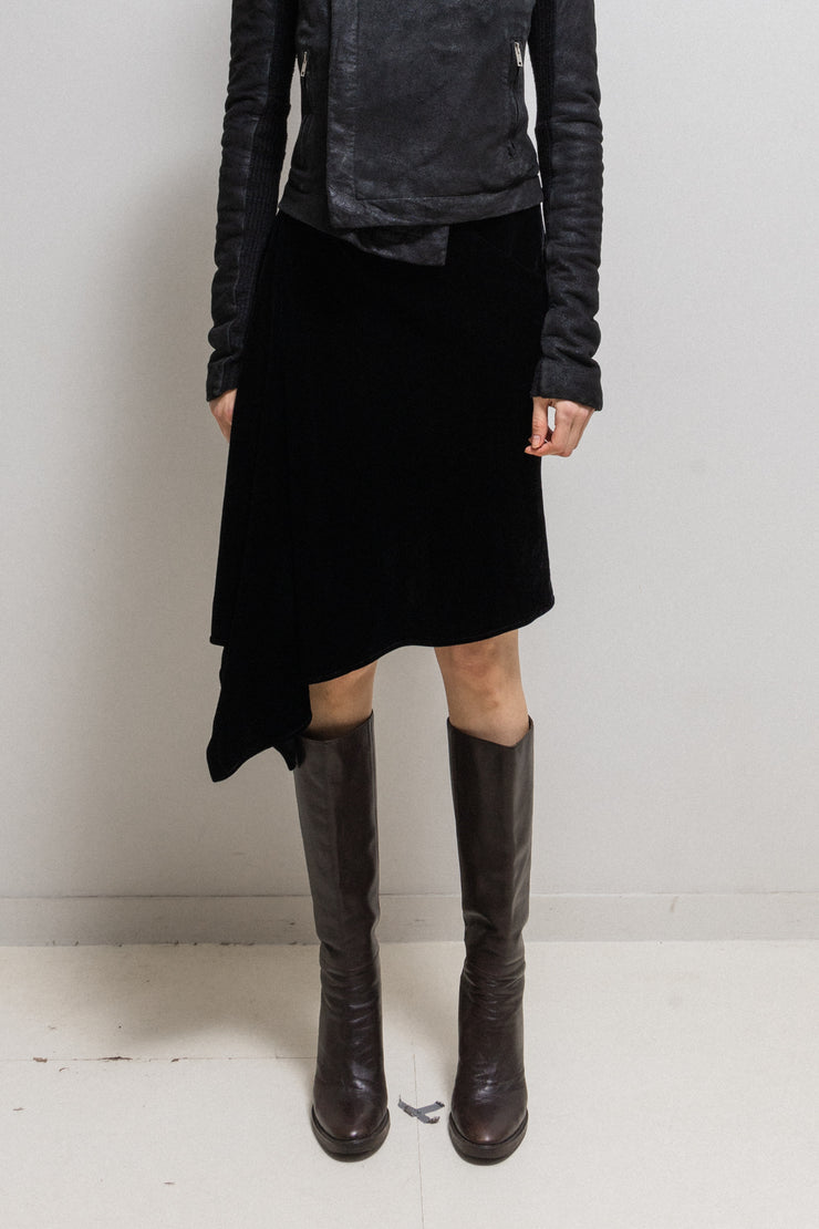 (New Arrival) RICK OWENS - FW11 "LIMO" Asymmetric velvet skirt with a side pocket