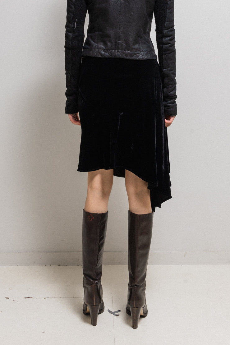 (New Arrival) RICK OWENS - FW11 "LIMO" Asymmetric velvet skirt with a side pocket