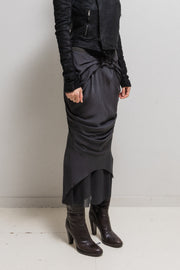 (New Arrival) RICK OWENS - SS06 "TUNGSTEN" Silk draped skirt with front pleats