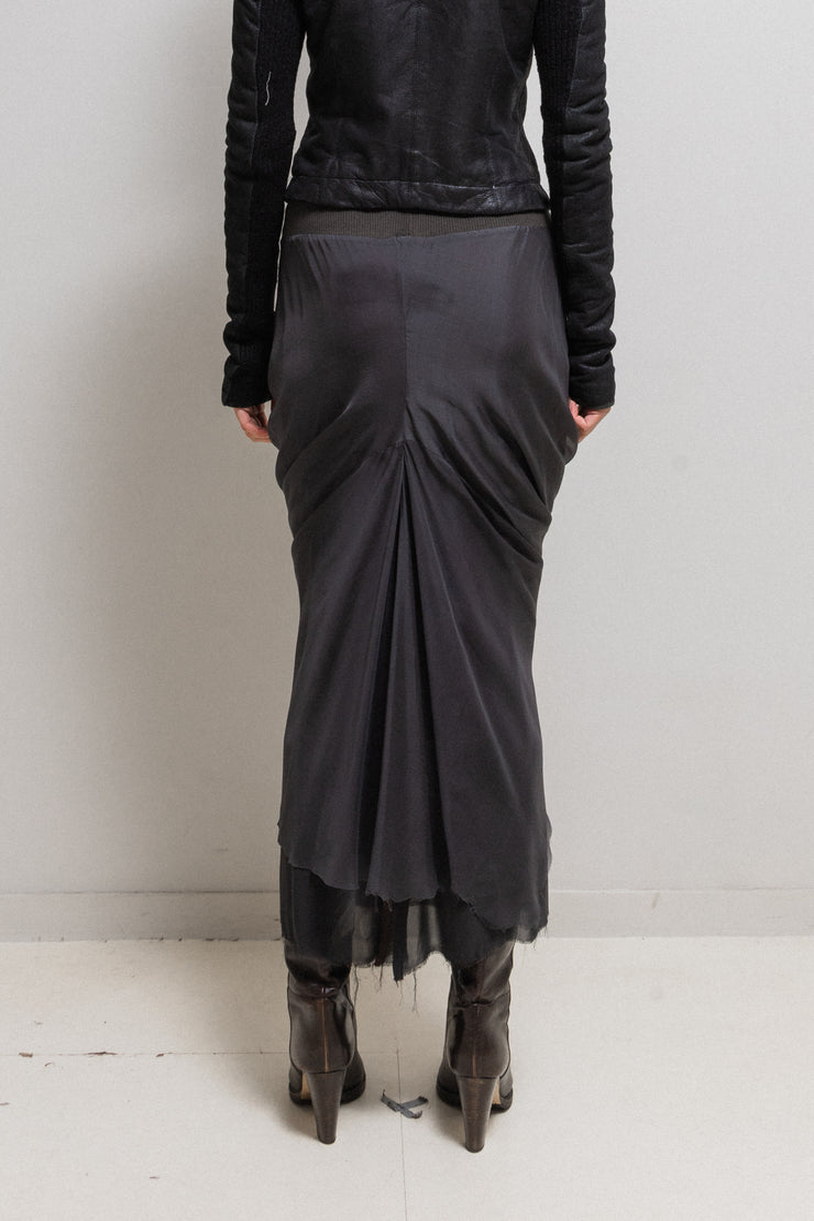 (New Arrival) RICK OWENS - SS06 "TUNGSTEN" Silk draped skirt with front pleats