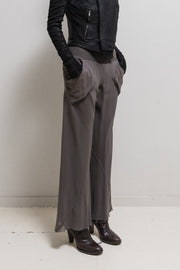 (New Arrival) RICK OWENS - SS07 "WISHBONE" Wide silk pants with bias seams and ribbed waist