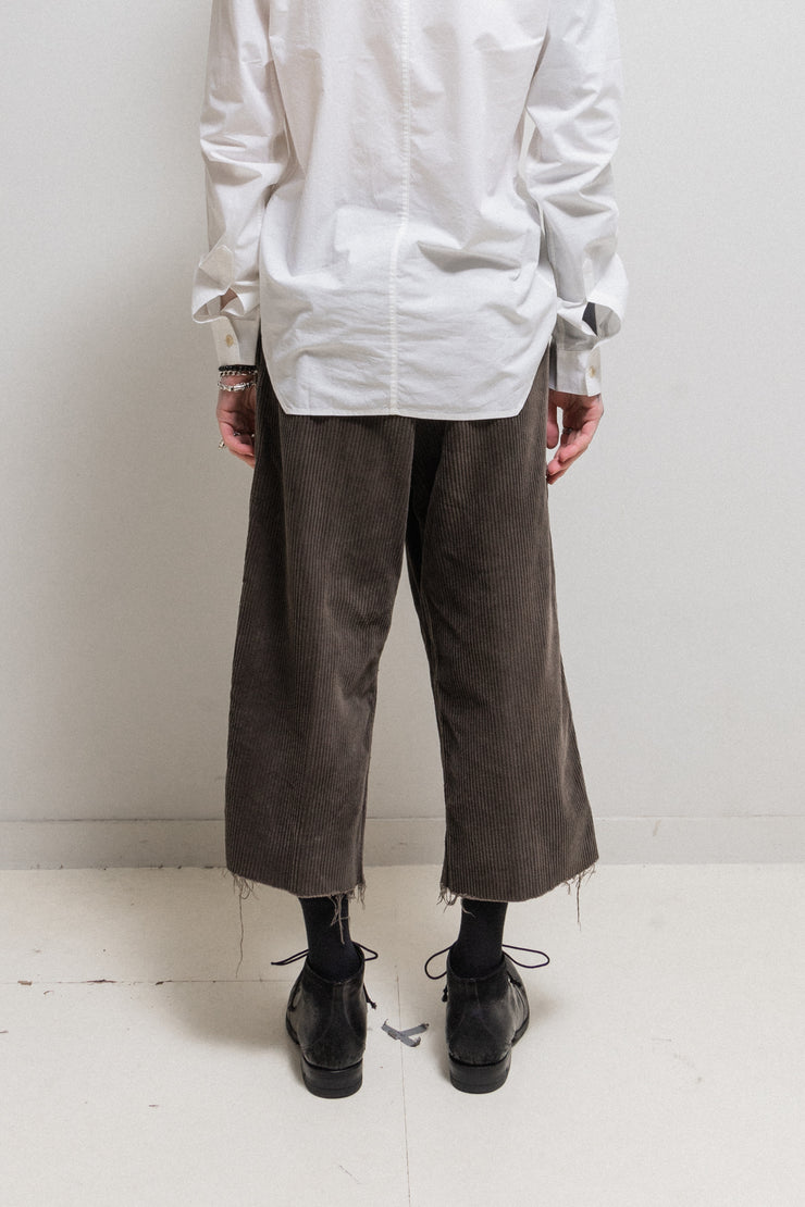 (New Arrival) RICK OWENS - FW03/FW05 Cotton corduroy wide pants with raw cut edges