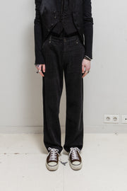 UNDERCOVER - FW02 “Witch’s cell division” Velours pants with with clear vinyl details