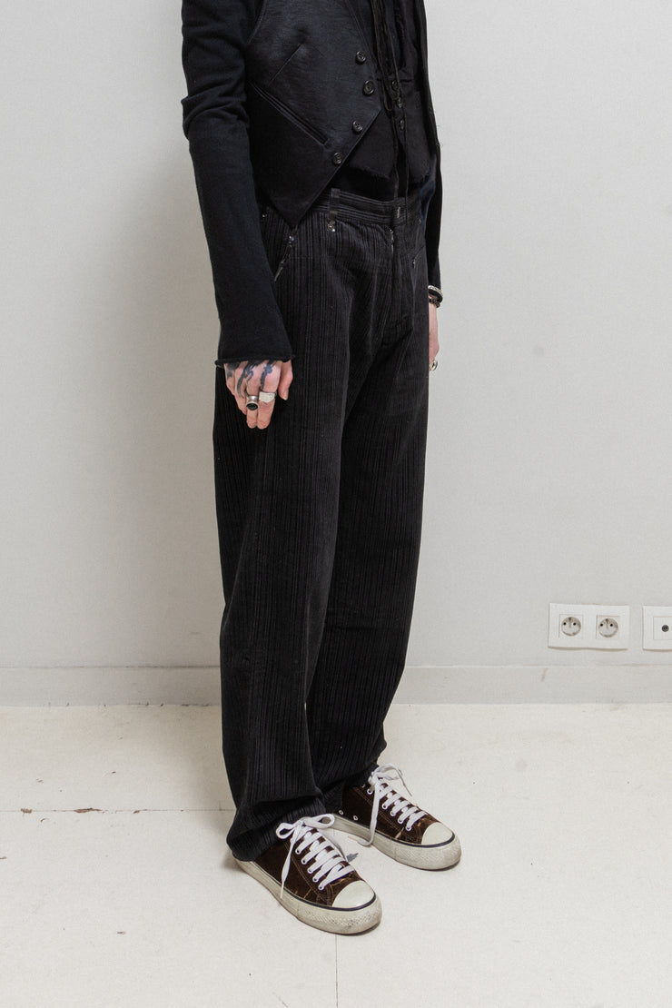 UNDERCOVER - FW02 “Witch’s cell division” Velours pants with with clear vinyl details
