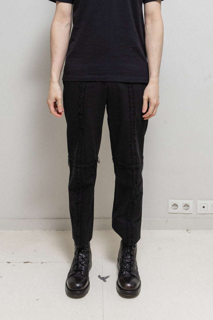 COMME DES GARCONS HOMME - Wide cotton pants with frayed cross seams