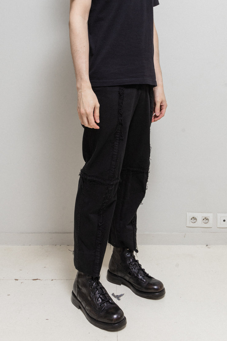 COMME DES GARCONS HOMME - Wide cotton pants with frayed cross seams