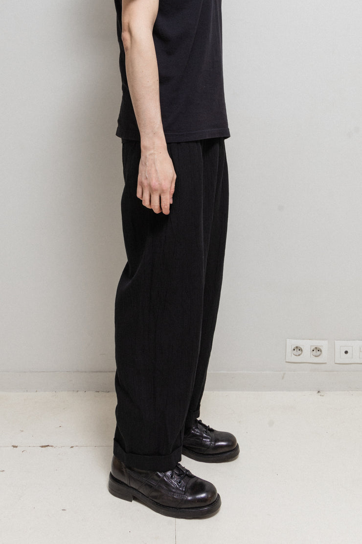 COMME DES GARCONS HOMME - SS00 Linen and wool wrinkled wide pants