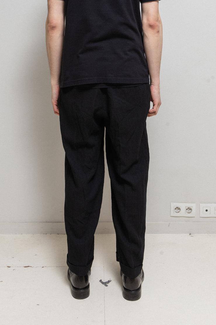 COMME DES GARCONS HOMME - SS00 Linen and wool wrinkled wide pants
