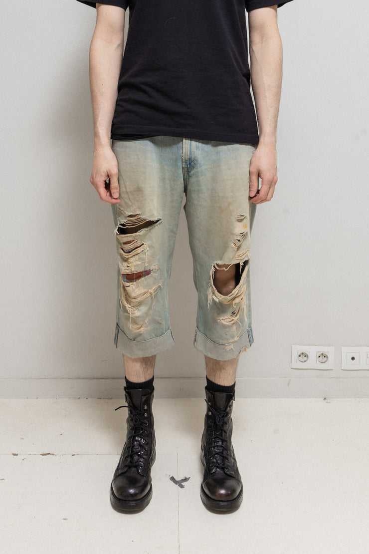 UNDERCOVER - SS05 "But Beautiful II" Wide destroyed jeans with patch details