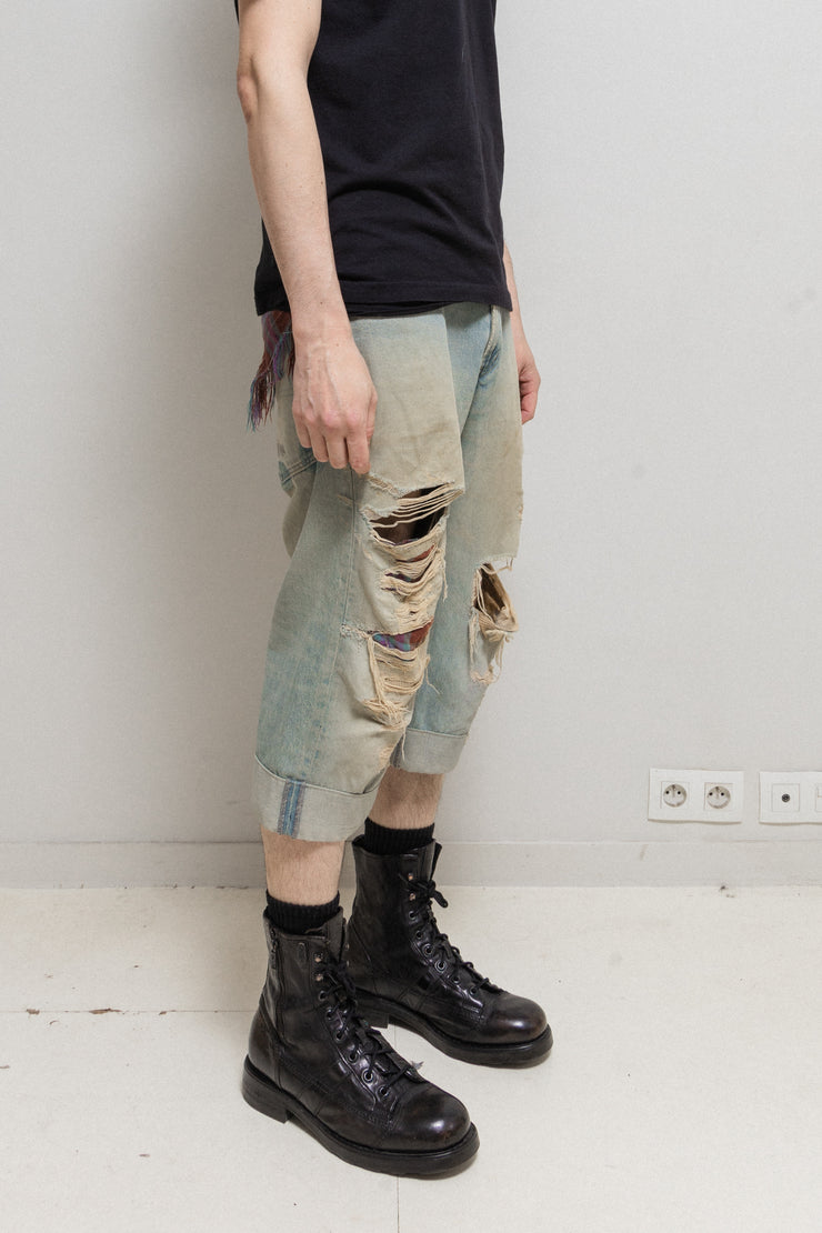 UNDERCOVER - SS05 "But Beautiful II" Wide destroyed jeans with patch details