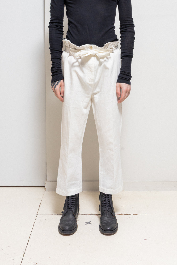 ANN DEMEULEMEESTER - SS14 Velvet vine pattern cotton ramie belted