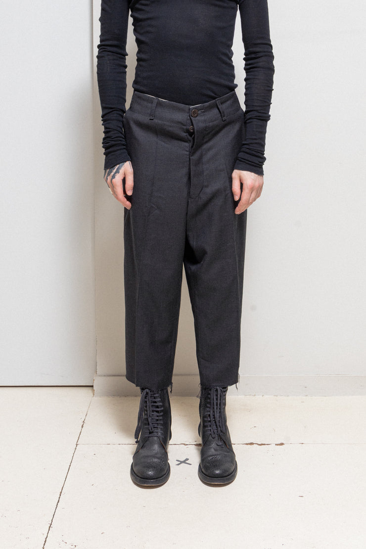RICK OWENS - 2004/2008 Cashmere blend pleated pants with raw cut