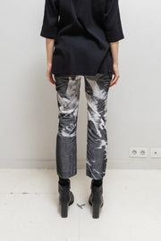 ANN DEMEULEMEESTER - SS10 Ribbed cotton pants with bird print