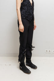 COMME DES GARCONS BLACK - Thick poly pants with leg straps