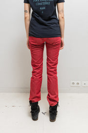 UNDERCOVER - FW00 "Melting Pot" Red slim jeans with star knee patches