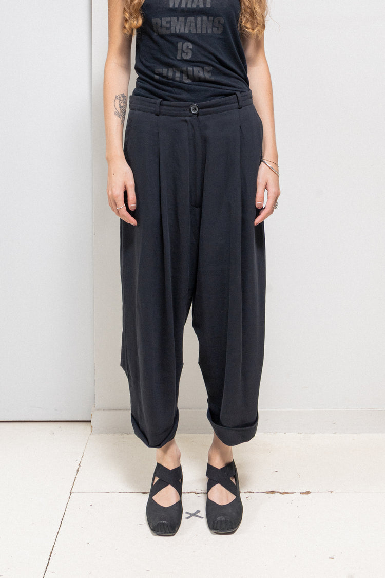 ANN DEMEULEMEESTER - FW92 / SS93 Cotton blend wide cropped pants
