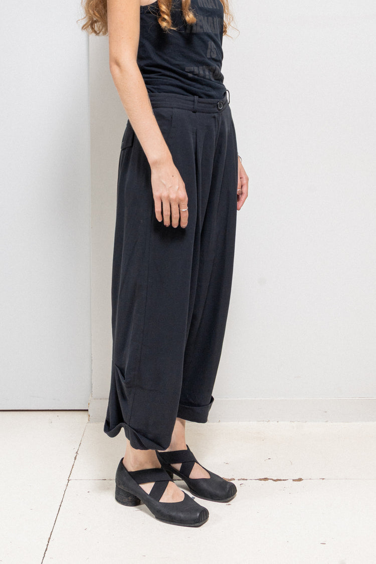 ANN DEMEULEMEESTER - FW92 / SS93 Cotton blend wide cropped pants
