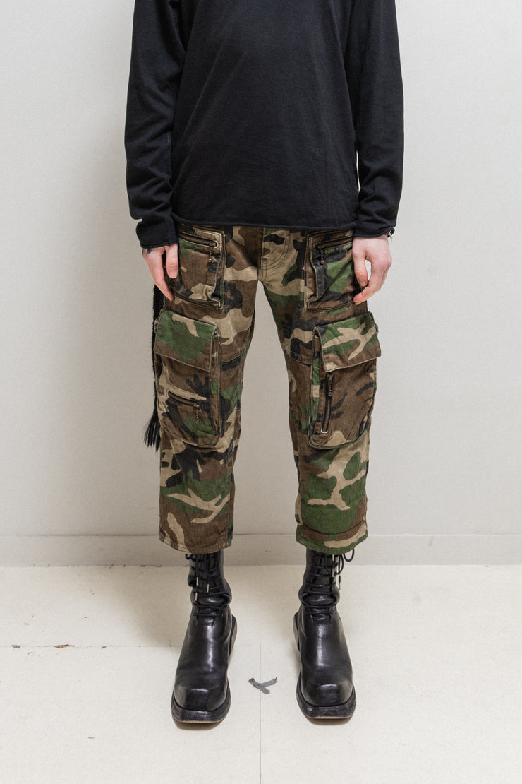 BLACKMEANS - Textured camo pants with dogi zippers