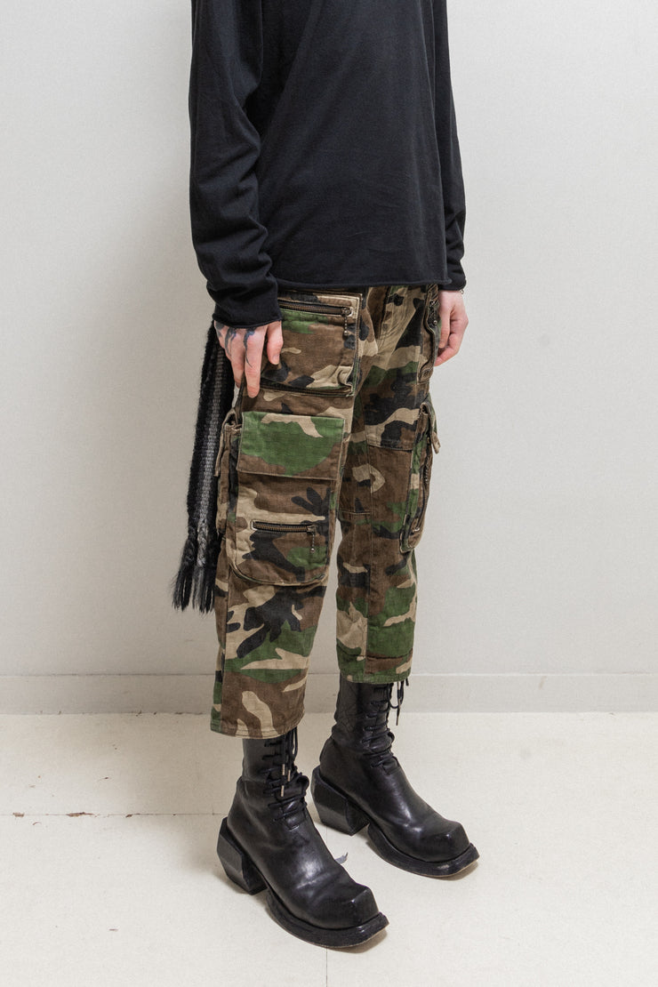 BLACKMEANS - Textured camo pants with dogi zippers