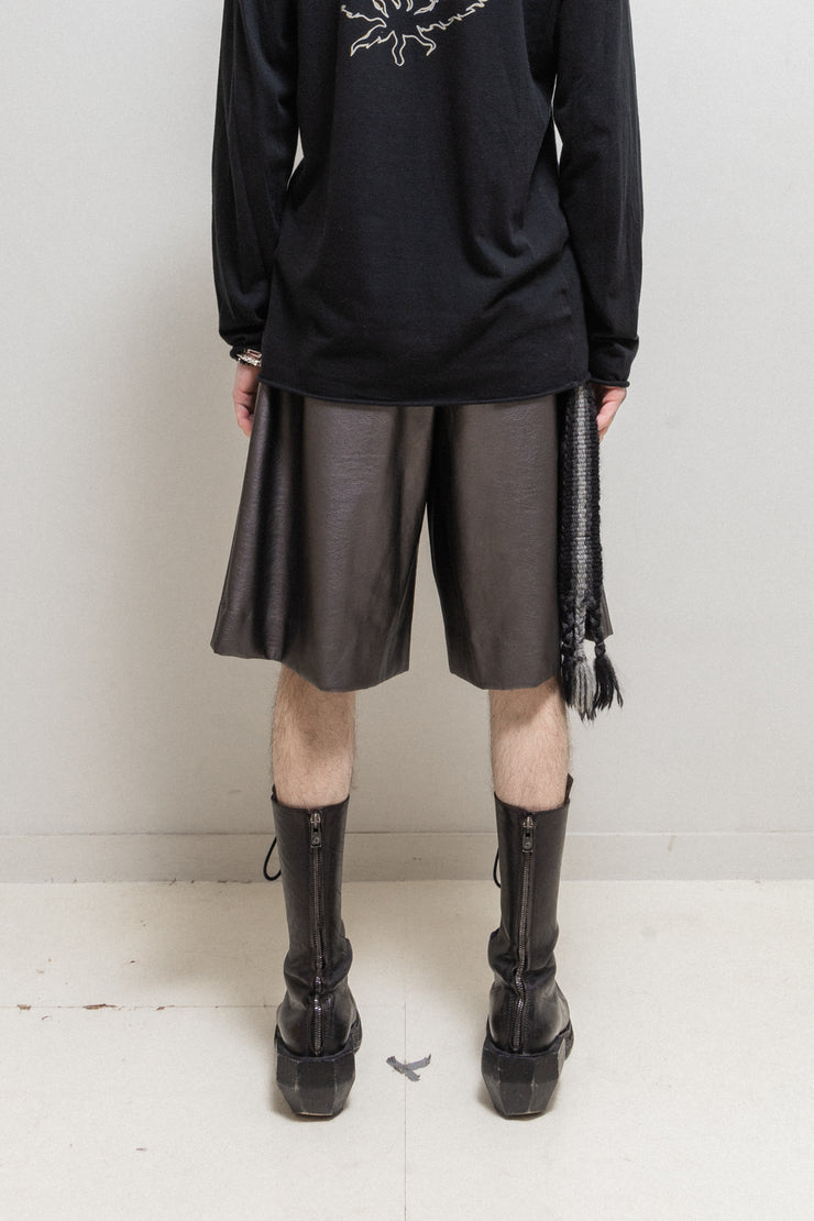 COMME DES GARCONS HOMME PLUS - SS21 Metallic faux leather wide pleated shorts