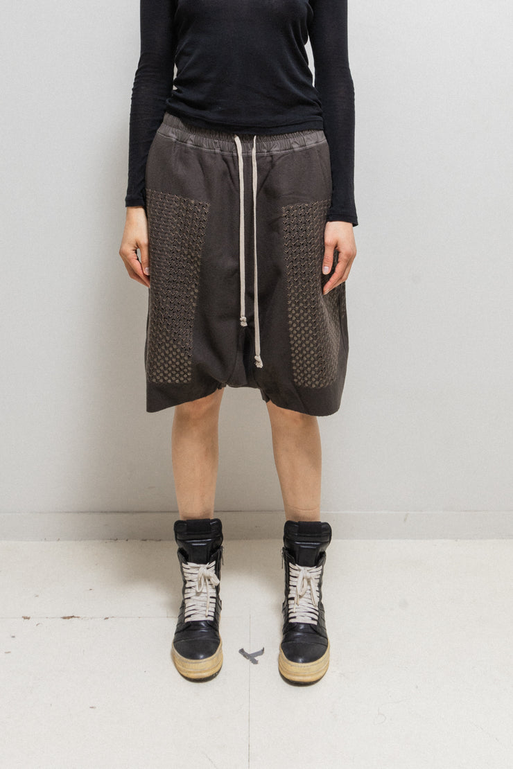 RICK OWENS - FW15 "SPHINX" Virgin wool Pod shorts with sequins details