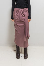 RICK OWENS - FW03 "TRUCKER" Angora wool blend dust rose draped skirt