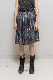 UNDERCOVER - SS03 "SCAB" Crust printed silk skirt with waist patches