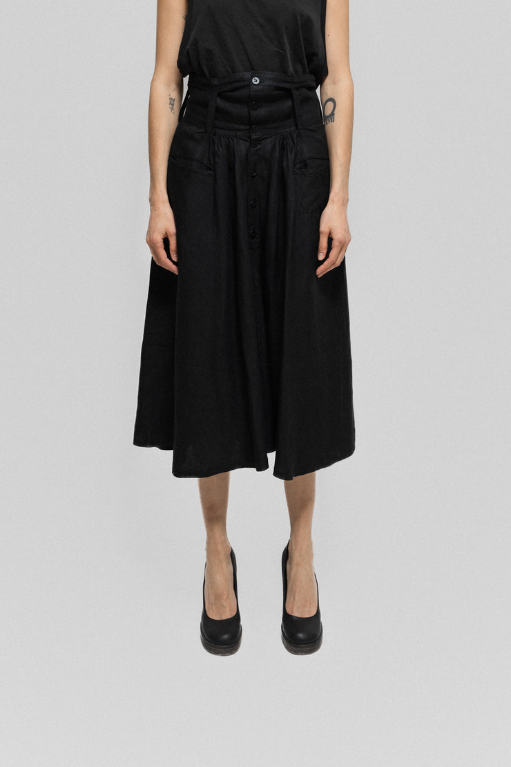 YOHJI YAMAMOTO - Button up linen skirt with wide belt loops and pockets (early 80&