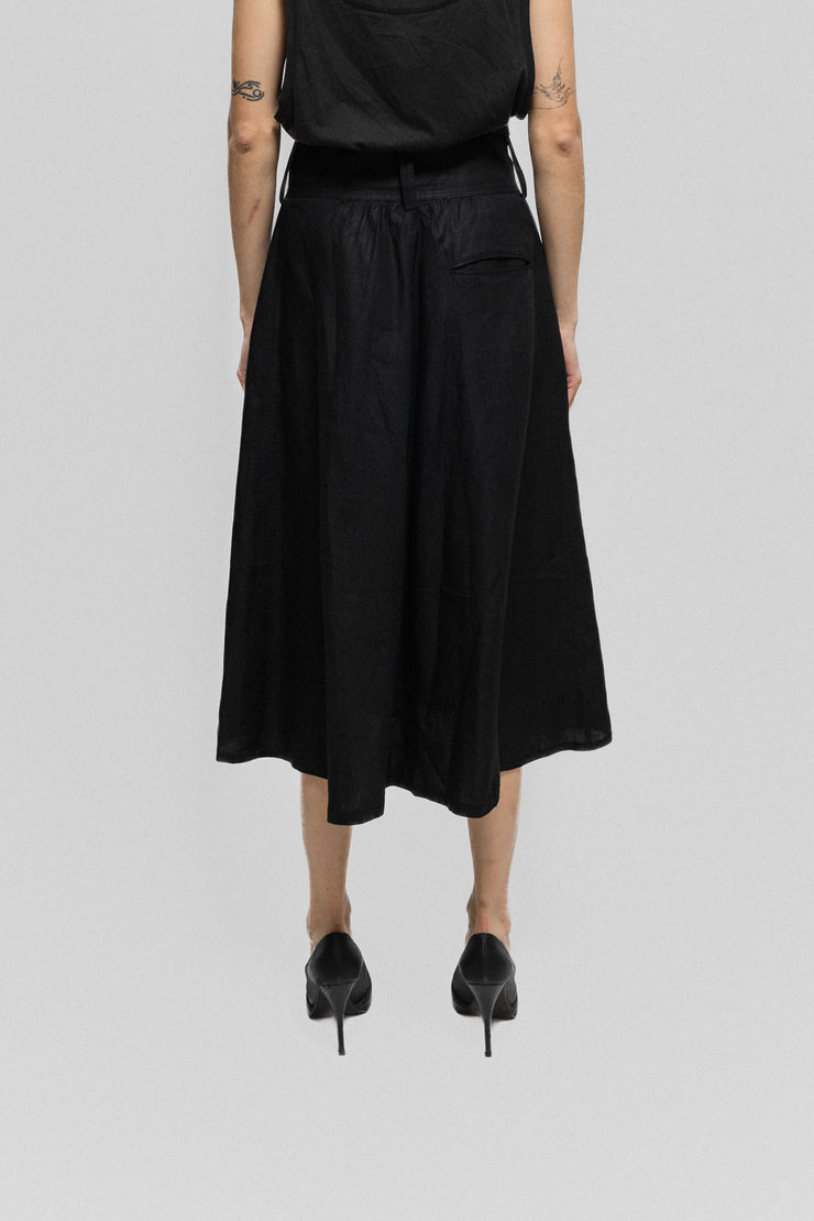 YOHJI YAMAMOTO - Button up linen skirt with wide belt loops and pockets (early 80&