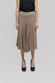 RICK OWENS - FW04 "QUEEN" Virgin wool pleated skirt with frayed edges