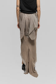 RICK OWENS - SS04 "CITROEN" Silk blend long fishtail skirt with raw cut edges (runway)