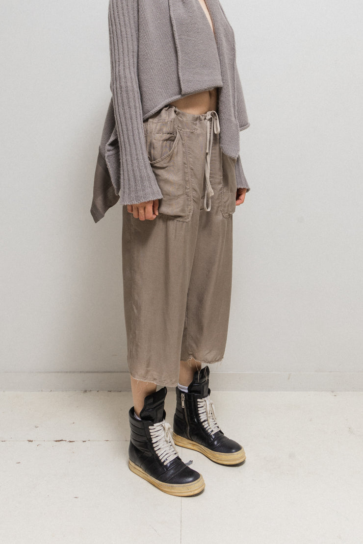RICK OWENS - SS04 "CITROËN" Silk blend wide raw cut pants (runway)