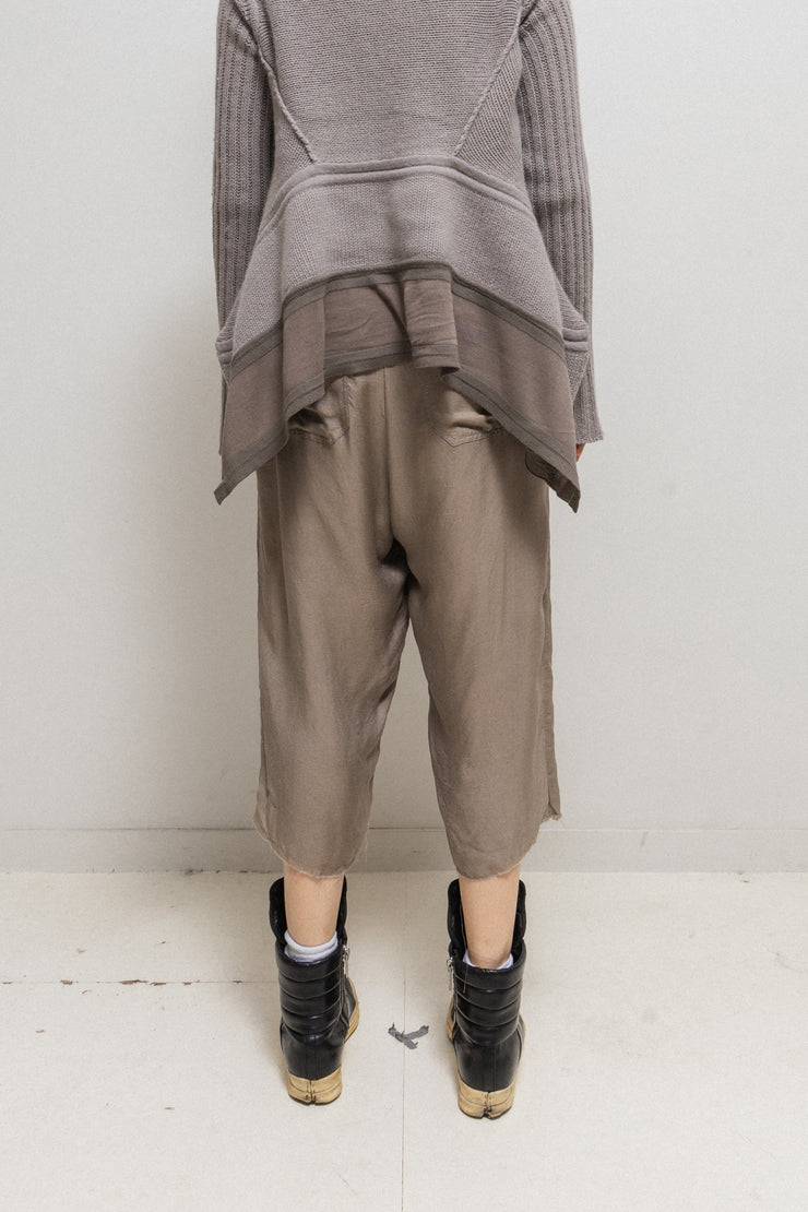RICK OWENS - SS04 "CITROËN" Silk blend wide raw cut pants (runway)