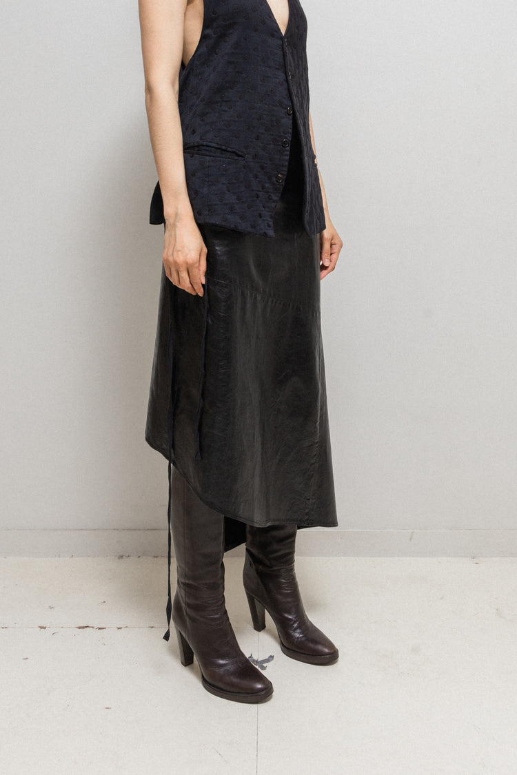 ANN DEMEULEMEESTER - FW00 Maxi leather skirt to wrap up (runway