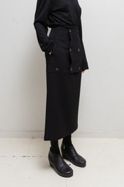 YOHJI YAMAMOTO GOTHIC - 90's Long wool skirt with adjustable button panels