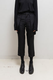 COMME DES GARCONS BLACK - Straight poly pants with pocket flaps