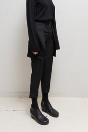 COMME DES GARCONS BLACK - Straight poly pants with pocket flaps