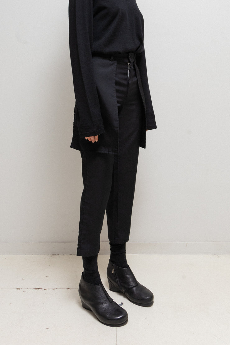COMME DES GARCONS BLACK - Straight poly pants with pocket flaps
