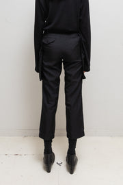 COMME DES GARCONS BLACK - Straight poly pants with pocket flaps