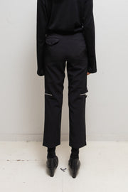 COMME DES GARCONS BLACK - Straight poly pants with leg zippers