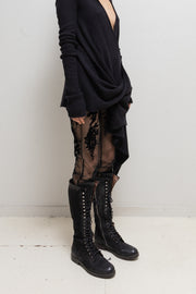 (Kountry Club) ANN DEMEULEMEESTER - SS14 Sheer mesh leggings with velvet floral pattern (sample)