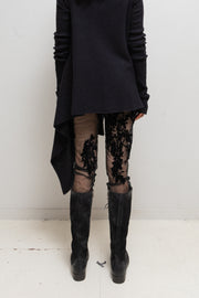 (Kountry Club) ANN DEMEULEMEESTER - SS14 Sheer mesh leggings with velvet floral pattern (sample)