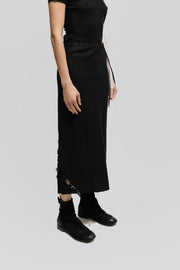ANN DEMEULEMEESTER - FW06 Wool and ramie blend maxi skirt with braided details
