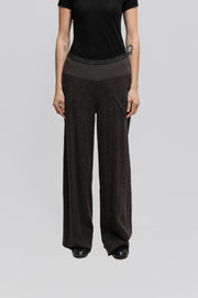 RICK OWENS - FW04 "QUEEN" Wide wool pants with bias darts and a ribbed waist
